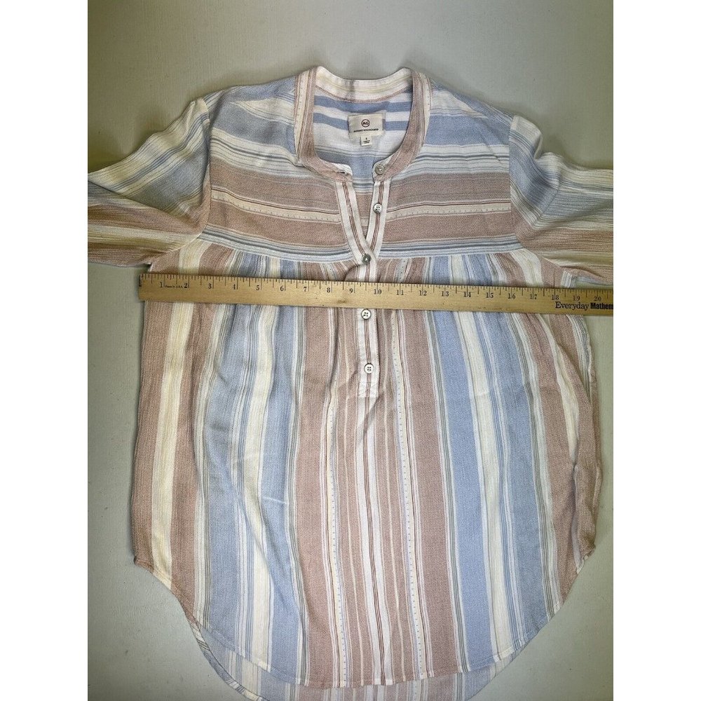 AG Adriano Goldschmeid Claire Shirt Striped Blouse Blue White Red Rayon - Picture 4 of 13